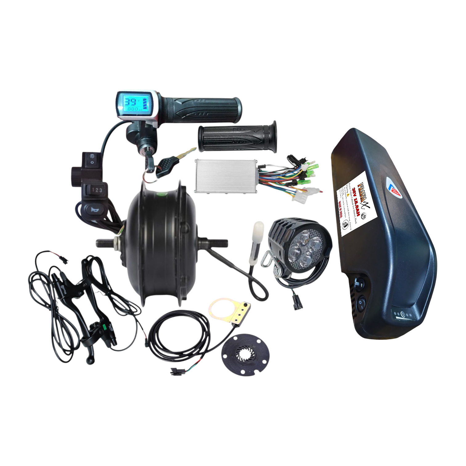 66KM+ Range 36V 350W Smart Hub Motor Kit & 36V 16AH Lithium Ion Hailong Case Battery For Electric Bicycle Conversion