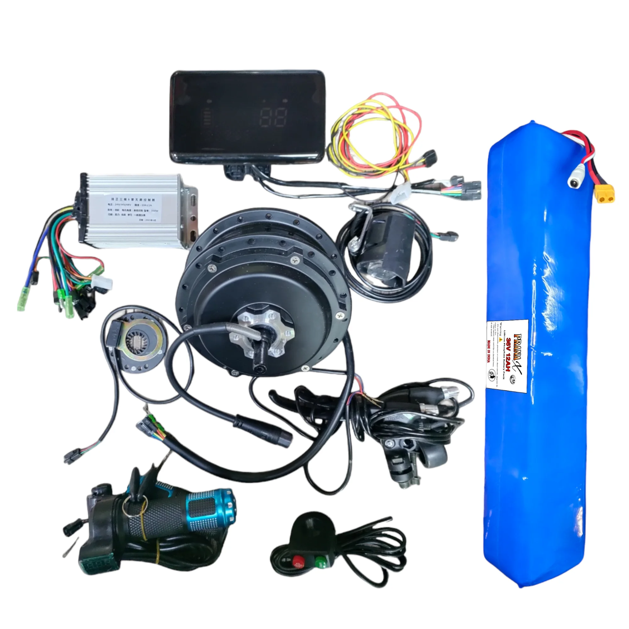 55KM+ Range 36V 350W Smart Hub Motor Kit 36V 12AH Lithium Ferro Phosphate  Battery For Electric Bicycle Conversion