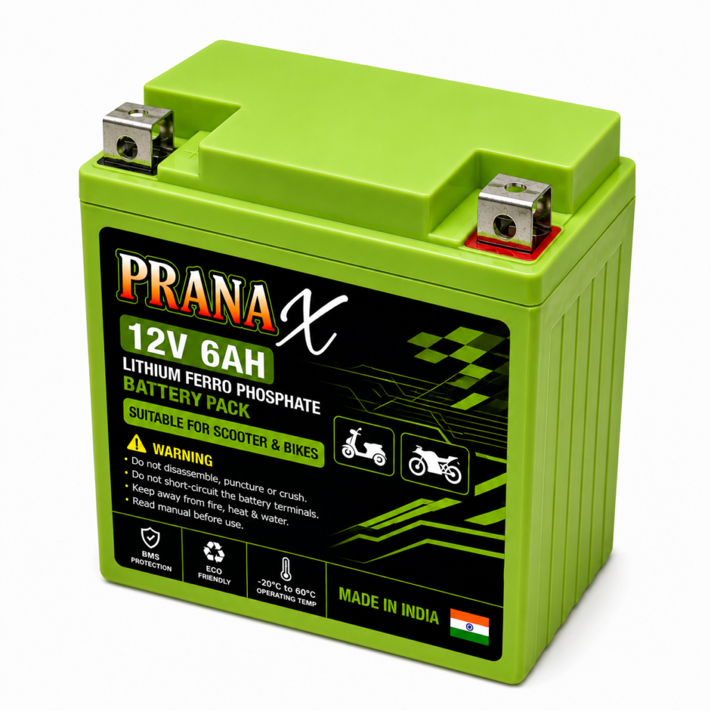 12V 6Ah LiFePO4 Lithium Battery for Scooters & Motorcycles | 4S 100A BMS Starting Battery