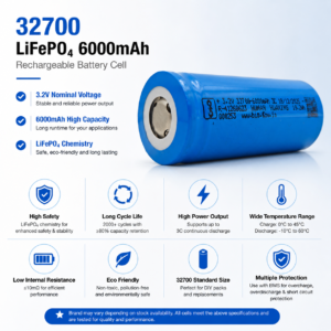 6000mAh 3.2V 32700 3C EV LiFePO₄ Lithium Iron Phosphate Rechargeable Battery Cell