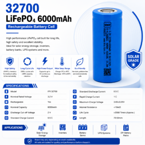 6000mAh 3.2V 32700 1C Solar LiFePO₄ Lithium Iron Phosphate Rechargeable Battery Cell