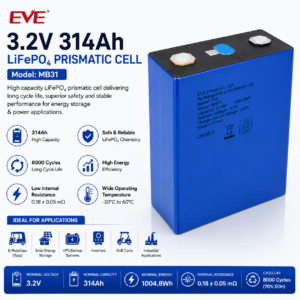 EVE MB31 3.2V 314Ah LiFePO₄ Prismatic Battery Cell